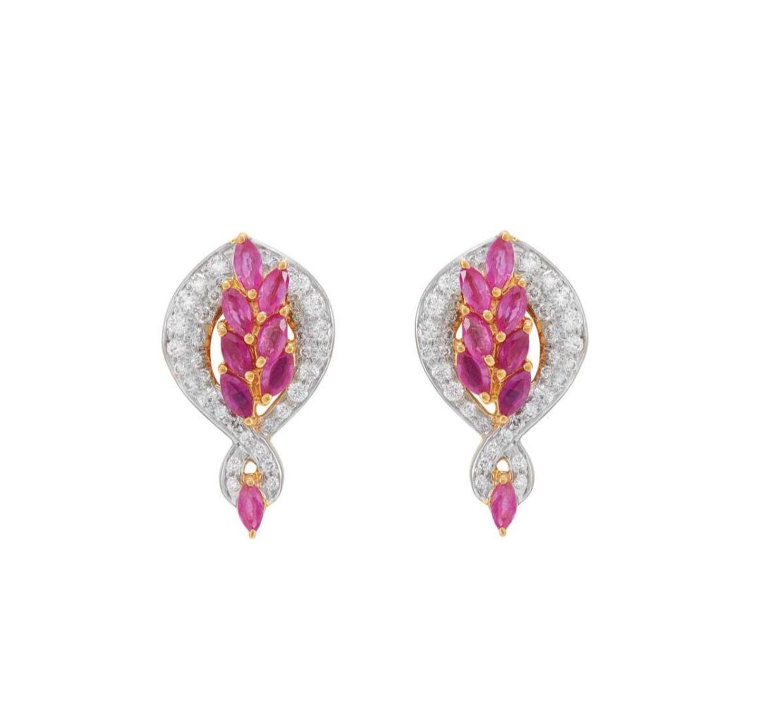 Coruntine Ruby and-diamond stud