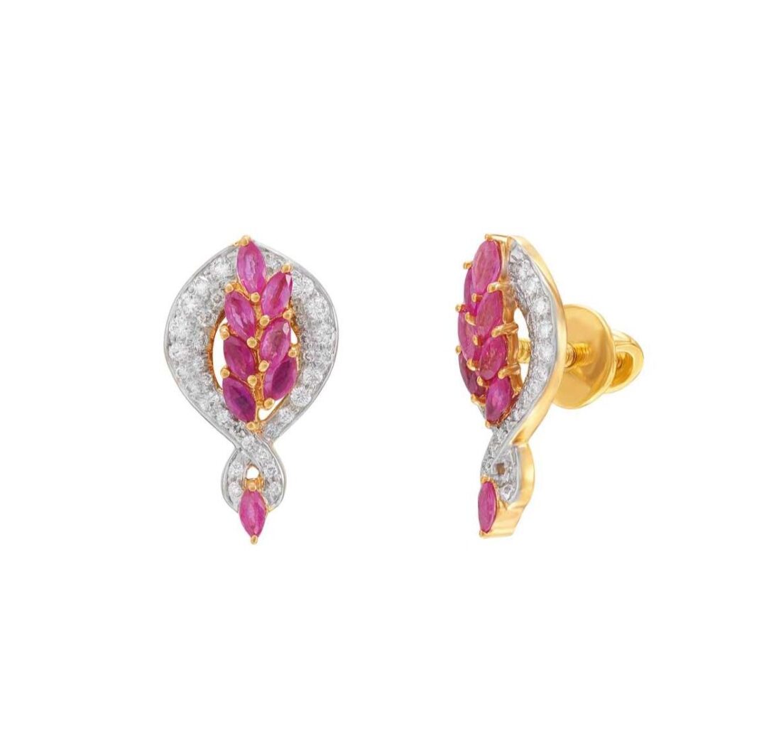 Coruntine Ruby and diamond stud