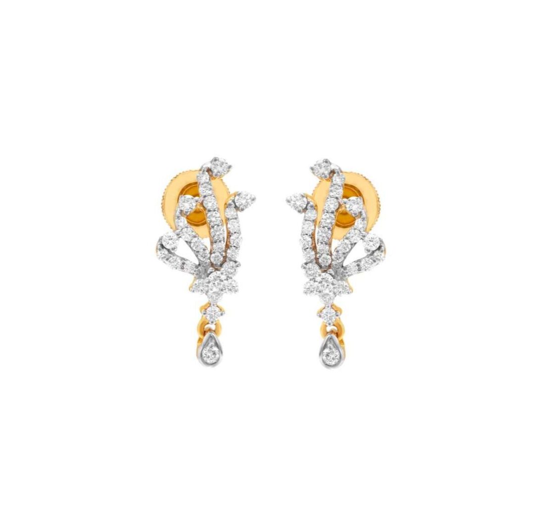 Gleaming grass diamond earring