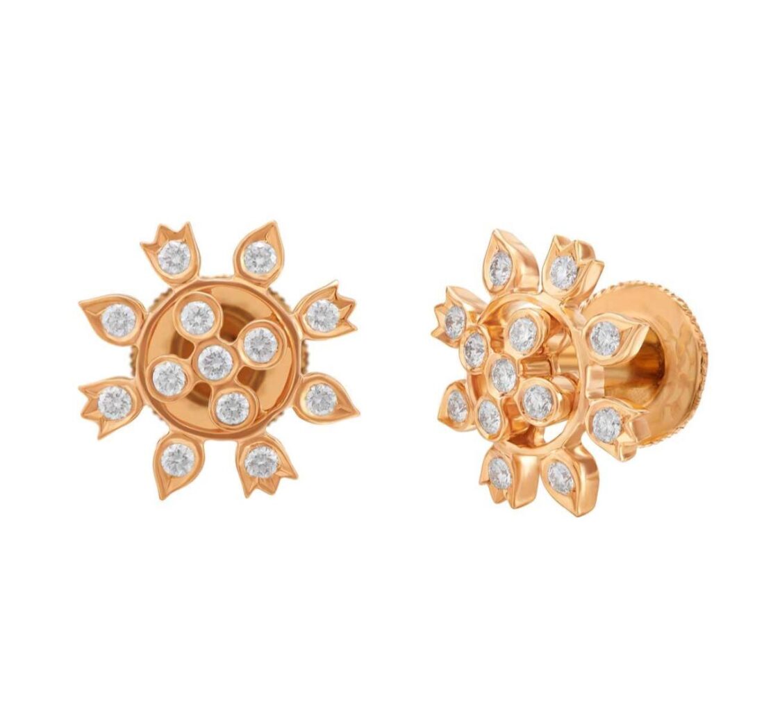 Jewelled wheels diamond stud earrings