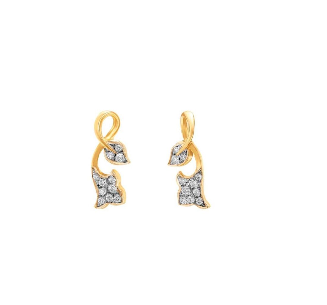 Pave Leaves diamond ear stud