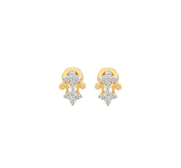 Shiny twin clover diamond-ear studs