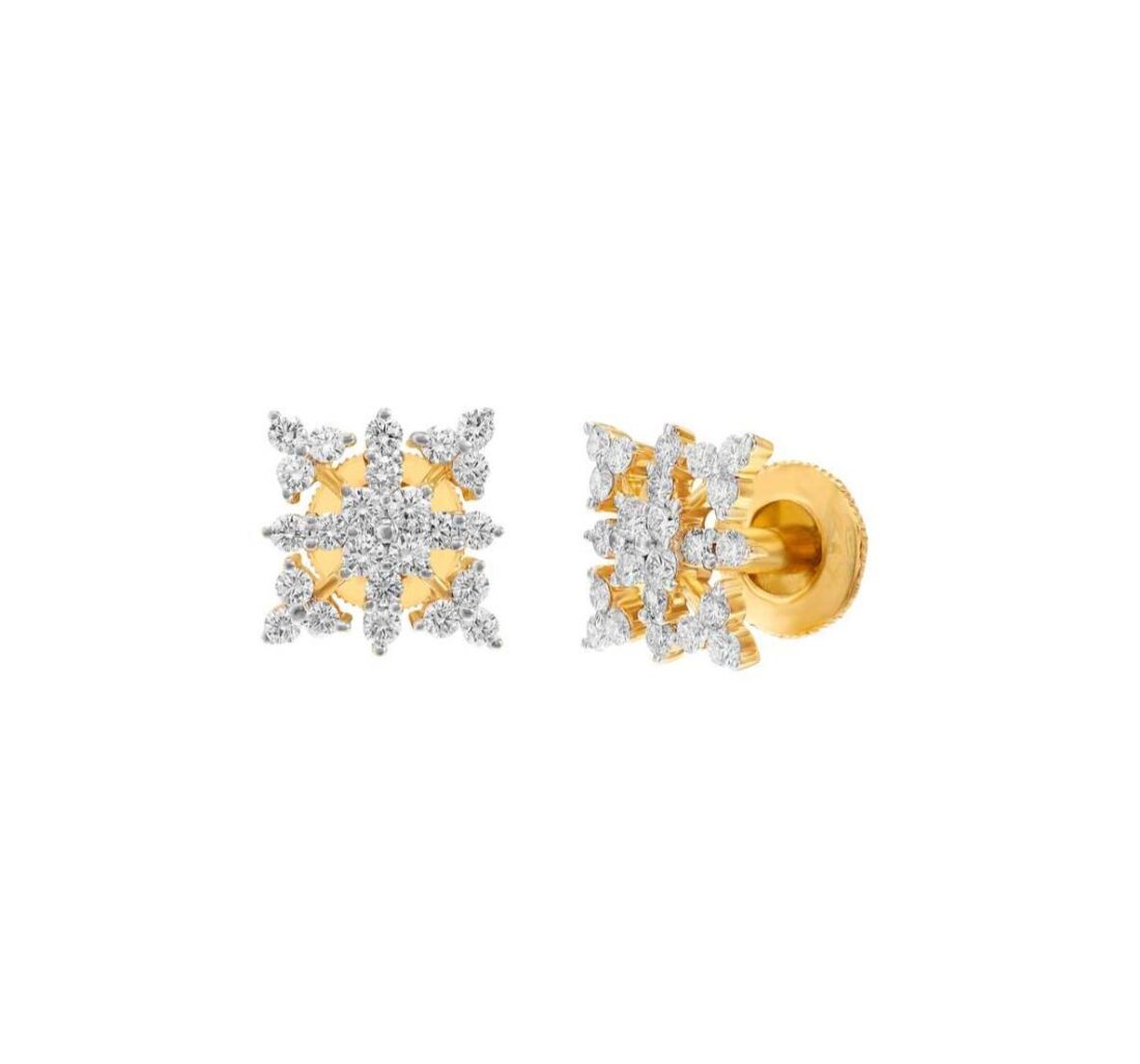 Snowflake diamond ear studs