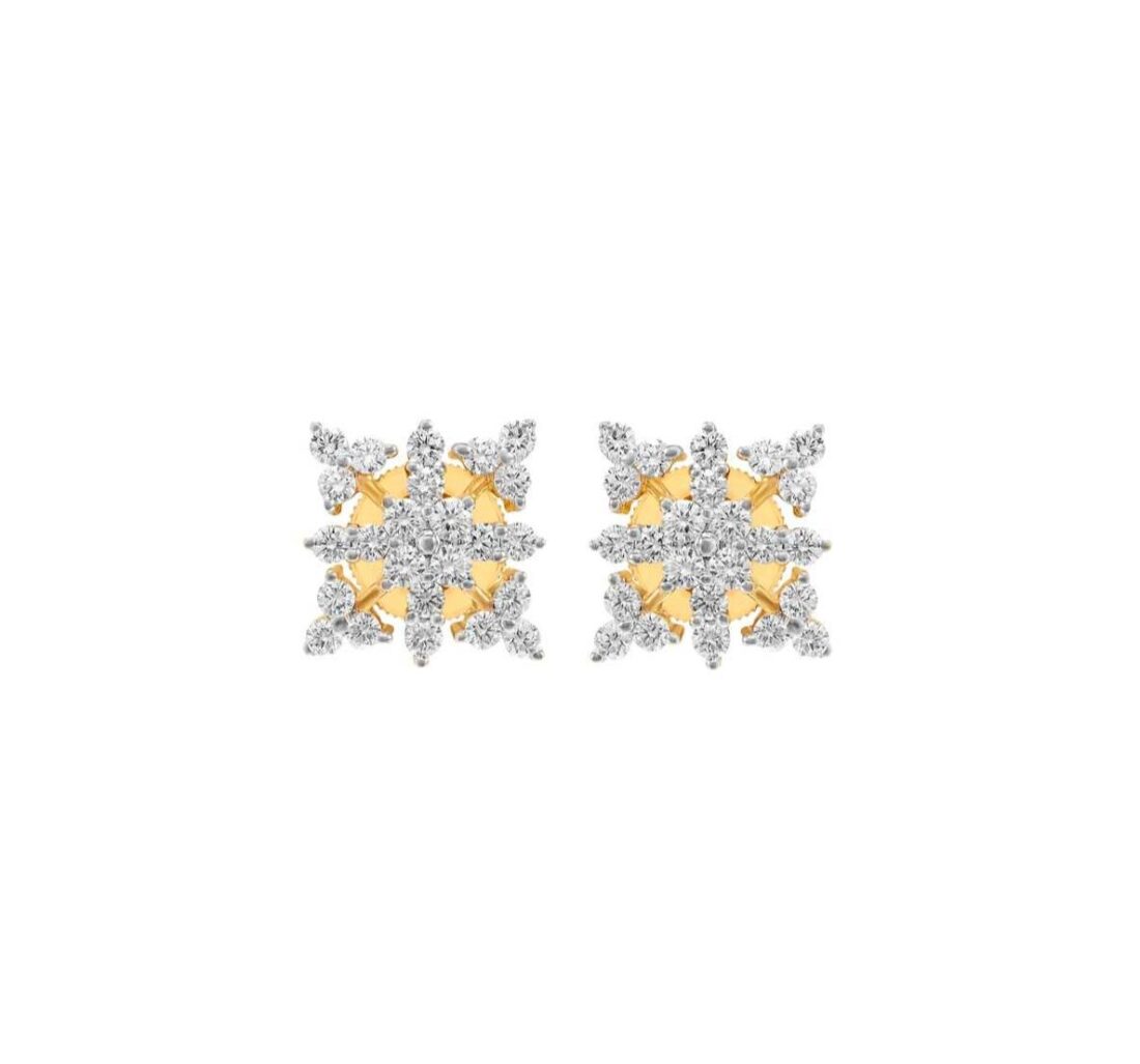 Snowflake diamond-ear studs