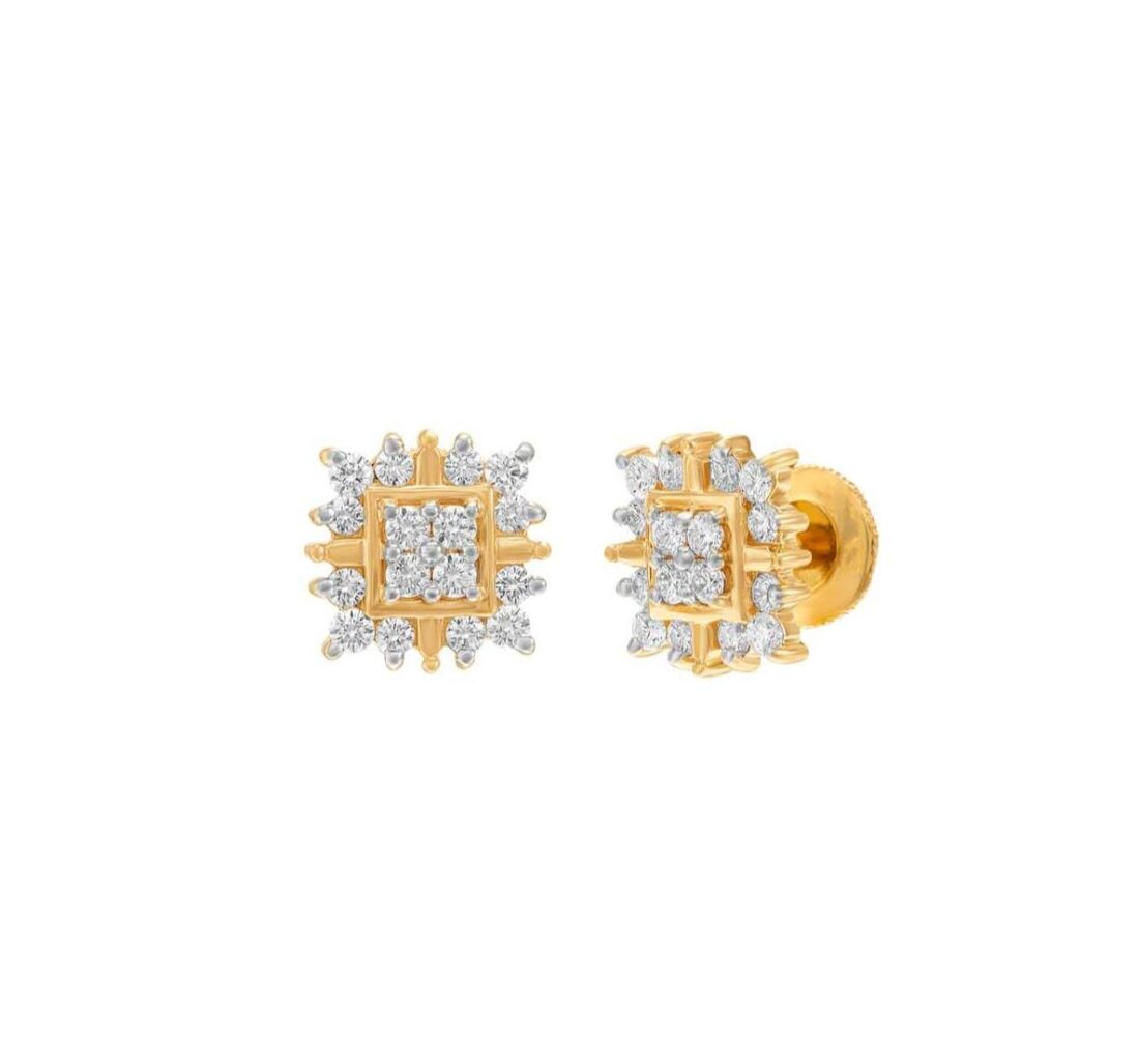 Square in Square diamond ear studs