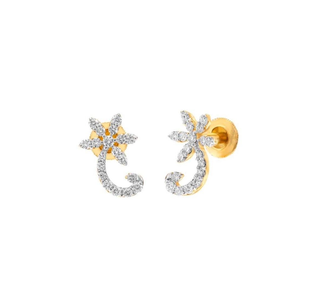 palm tree diamond ear studs