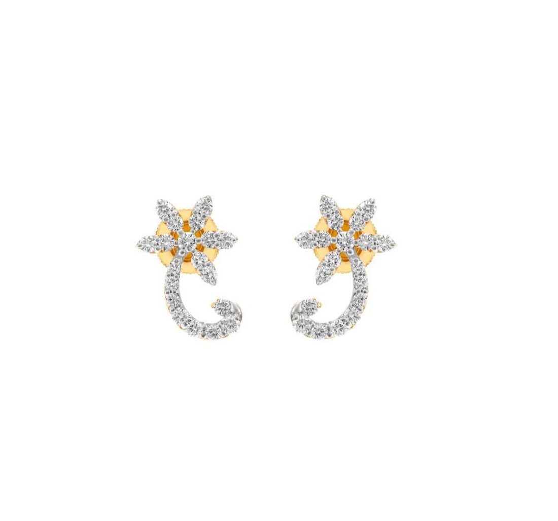 palm tree diamond-ear studs