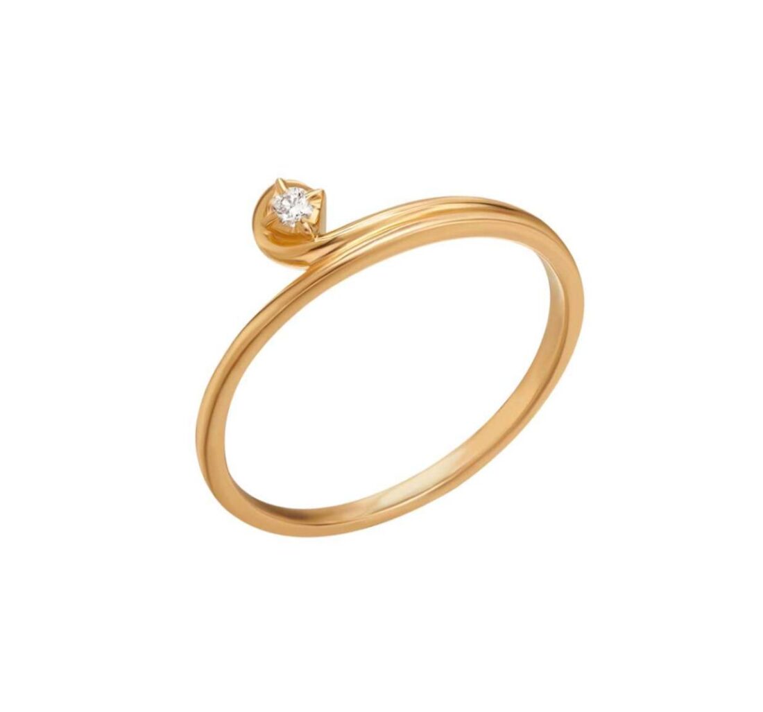 single diamond ring elegant daily wear-Tilted